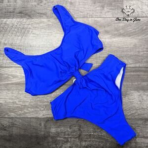 Amzbrly Cut Out Knot Front Monokini Swimsuit Size XL